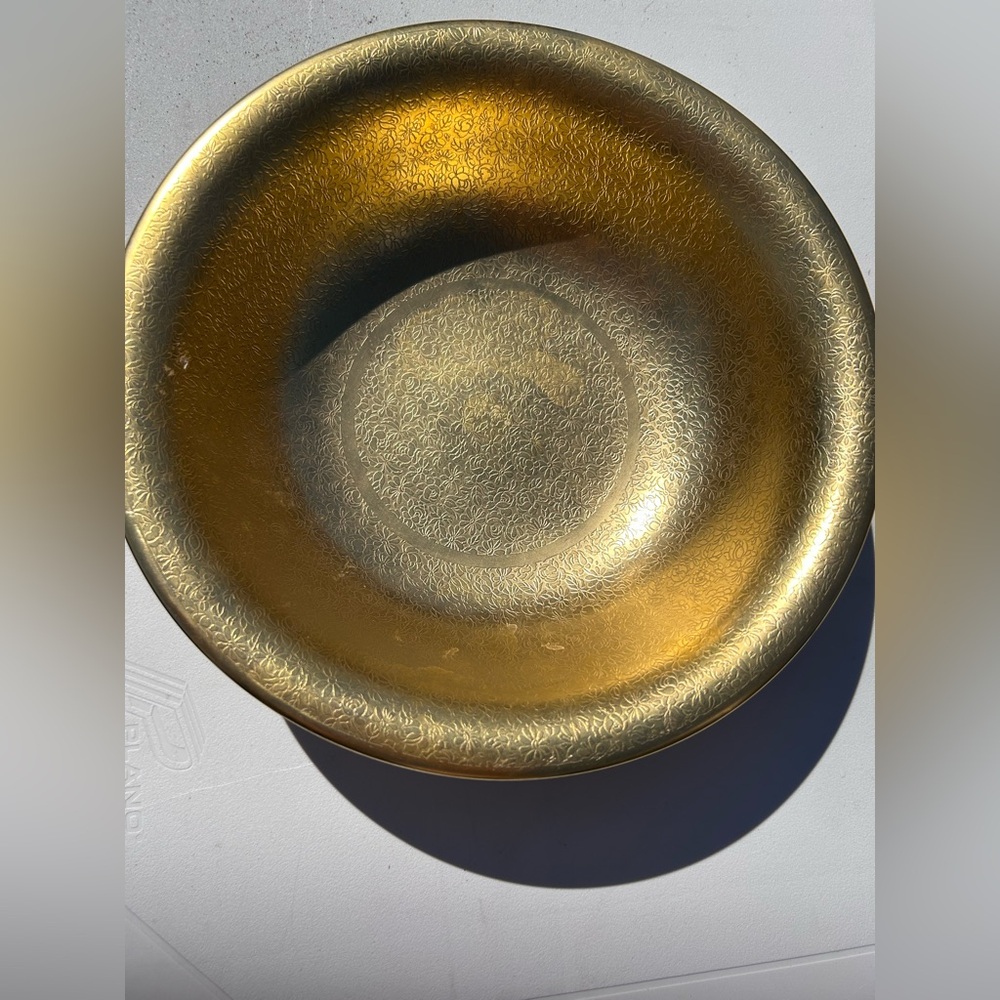 Vintage Picard Rose & Daisy Patterned Gold Overlay 9 .5 “Bowl -Holiday Perfect!
